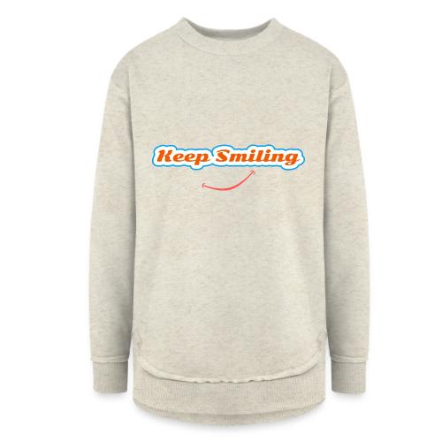 Keep Smiling Positive Vibes Graphic - Women's Weekend Tunic Fleece Sweatshirt