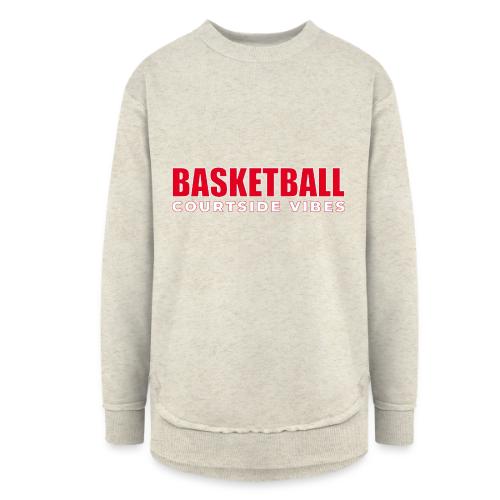 Courtside Vibes Basketball Typography Design - Women's Weekend Tunic Fleece Sweatshirt