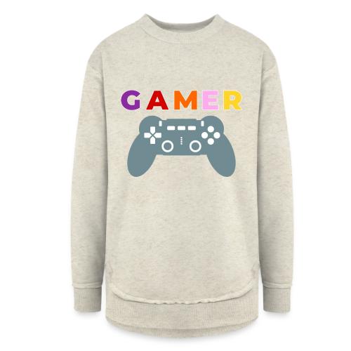 Colorful Gamer Controller Graphic - Women's Weekend Tunic Fleece Sweatshirt