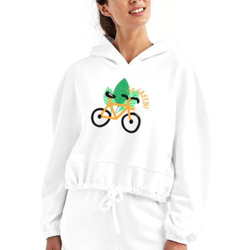 green bike - Women’s Cropped Hoodie