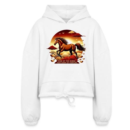 Year of the Horse Sunrise T Shirt, Lunar New Year - Women’s Cropped Hoodie