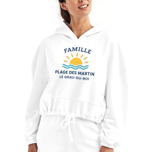 Family Beach Shirt – Plage des Martin Design - Women’s Cropped Hoodie