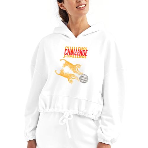 Double tiger fashion, jungle feline animals. - Women’s Cropped Hoodie