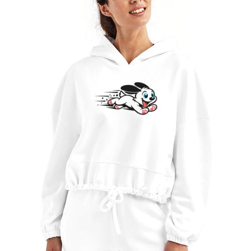 Speedy Pup Sprint on the Run - Women’s Cropped Hoodie