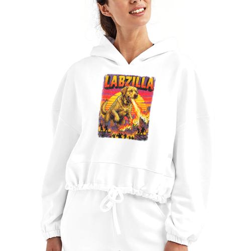 Labzilla Giant Yellow Labrador Monster Tee - Women’s Cropped Hoodie
