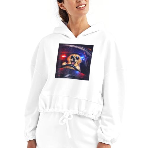 Funny Police Golden Retriever Meme Tee - Women’s Cropped Hoodie