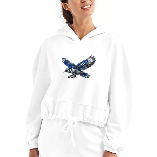 Silver Blue Jay Dive - Women’s Cropped Hoodie