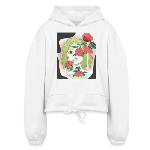 Girl with Rose Vine - Women’s Cropped Hoodie