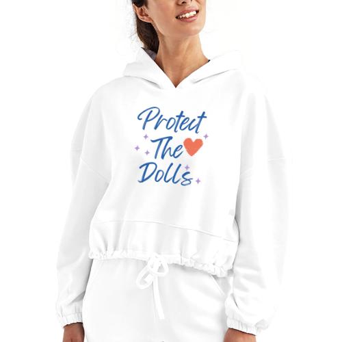 Protect The Dolls | Heart & Stars Typography - Women’s Cropped Hoodie