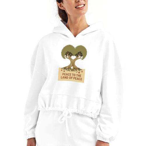 Peace To The Land Of Peace Tree Heart - Women’s Cropped Hoodie
