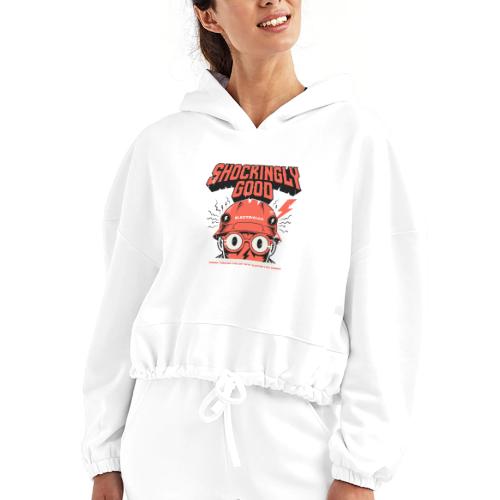 Funny Shockingly Good Electrician - Women’s Cropped Hoodie