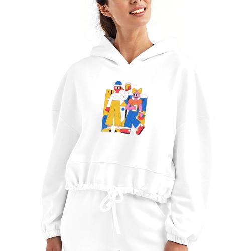 Bold Geometric Duo Pop Art - Women’s Cropped Hoodie