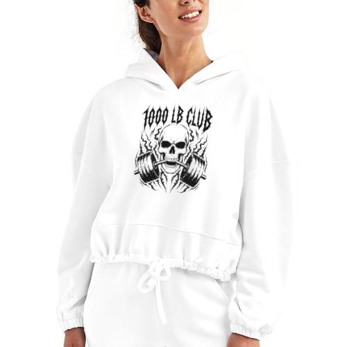 1000 LB Club Skull Barbell Powerlif - Women’s Cropped Hoodie