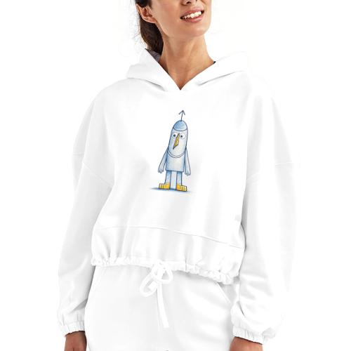 Funny Doodle Bird Character - Women’s Cropped Hoodie