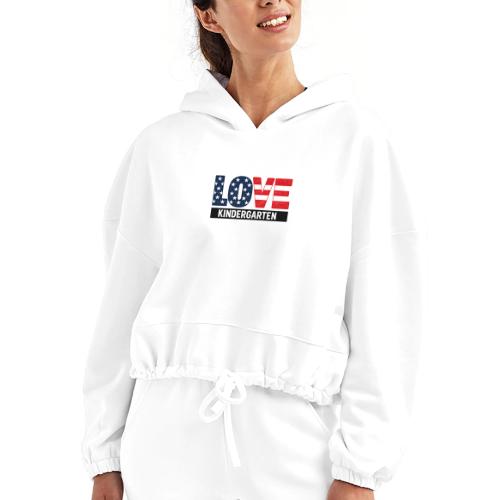 Love Kindergarten Patriotic Graduation - Women’s Cropped Hoodie