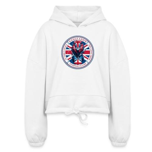 England Lion Emblem T Shirt, Flag Pride Gift - Women’s Cropped Hoodie