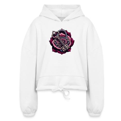 You Hold the Key to My Heart Rose Lock T-Shirt - Women’s Cropped Hoodie
