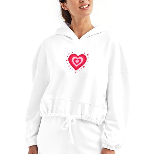 Layered Red & Pink Heart – Cute Valentine Love - Women’s Cropped Hoodie