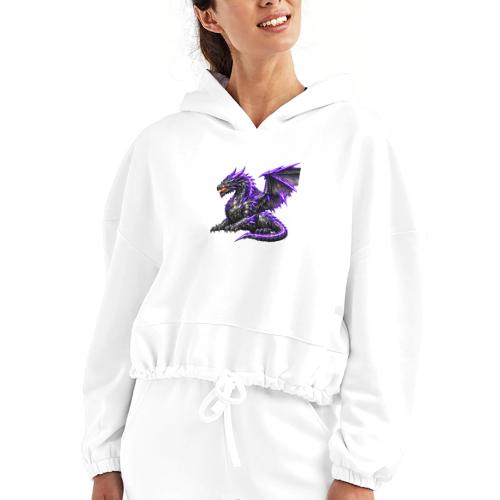 Neon Dragon at Rest - Women’s Cropped Hoodie