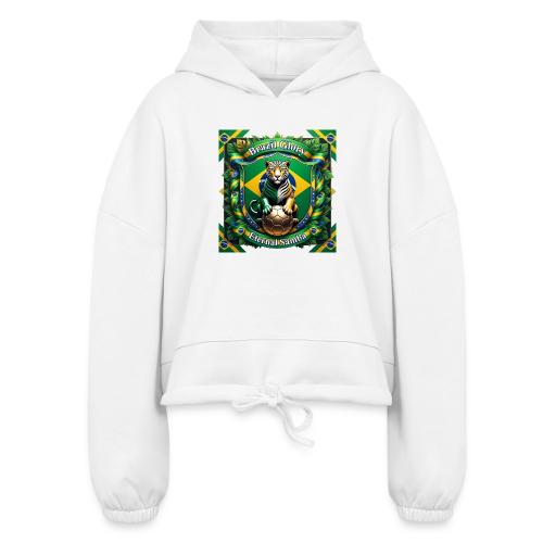 Brazil Jaguar Glory T-Shirt, Flag Pride Badge Gift - Women’s Cropped Hoodie