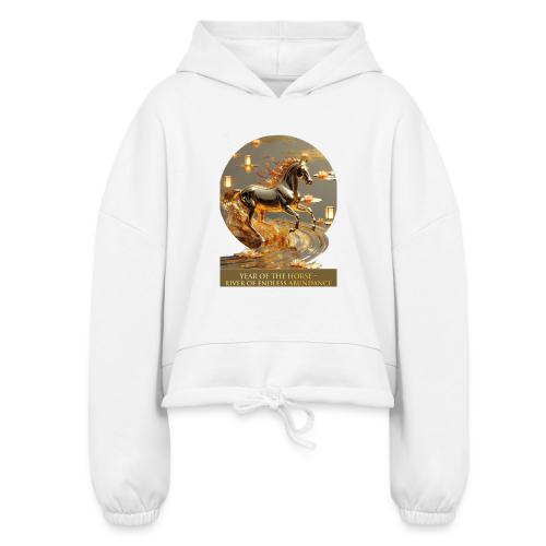 Year of the Horse Abundance T Shirt, Lunar NY Gift - Women’s Cropped Hoodie