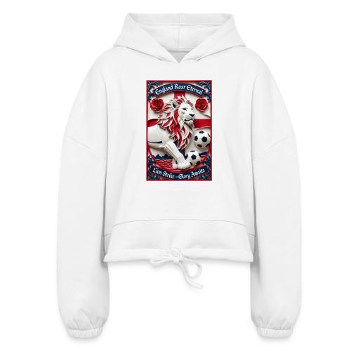 England Lion Soccer T Shirt, Football Pride Gift - Women’s Cropped Hoodie