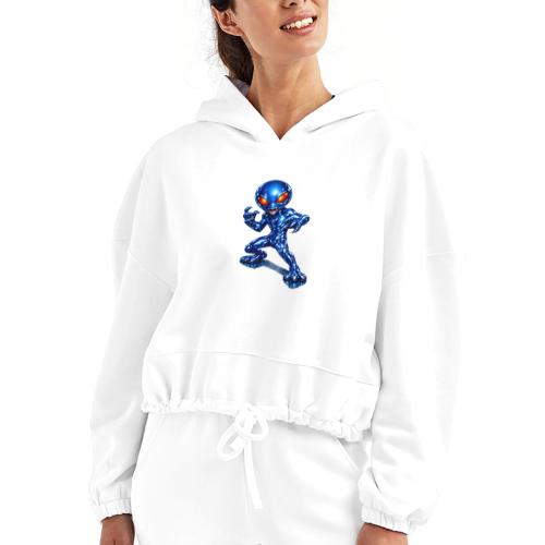 Angry Blue Alien - Women’s Cropped Hoodie