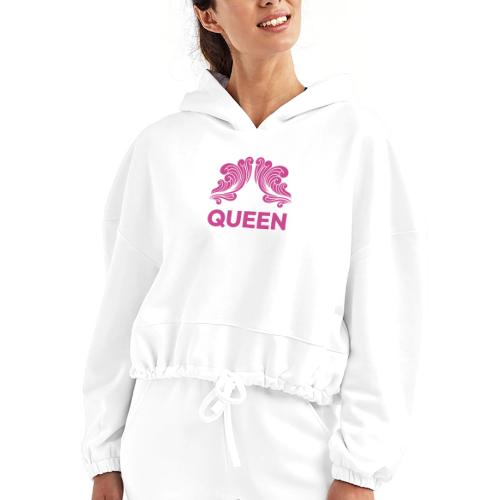 Queenlisse™ Signature Crown T-Shirt – Elegant - Women’s Cropped Hoodie