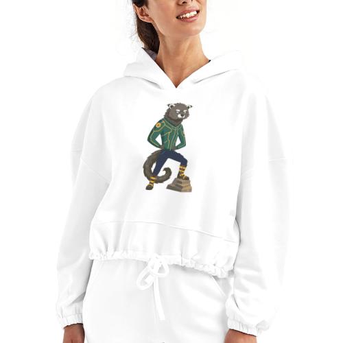 Raccoon Ranger in Neon Armor - Women’s Cropped Hoodie