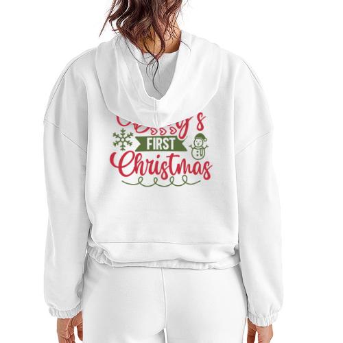 Baby s First Christmas - Women’s Cropped Hoodie