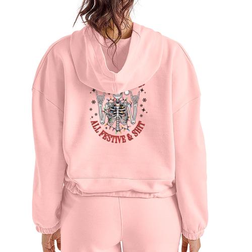 Christmas - Look At Me Being All Festive And Shit - Women’s Cropped Hoodie