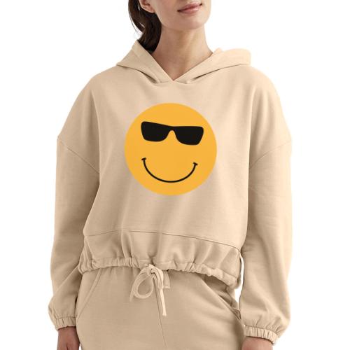 Orange Face with Sunglasses - Women’s Cropped Hoodie
