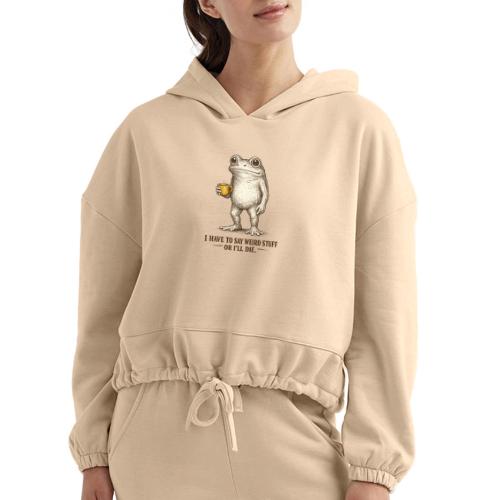 Weird Stuff Frog Coffee Humor - Women’s Cropped Hoodie