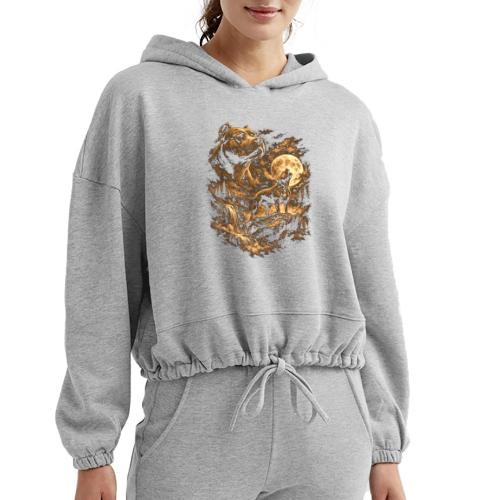 Pit Bull Howling Moon Fantasy Forest Tee - Women’s Cropped Hoodie