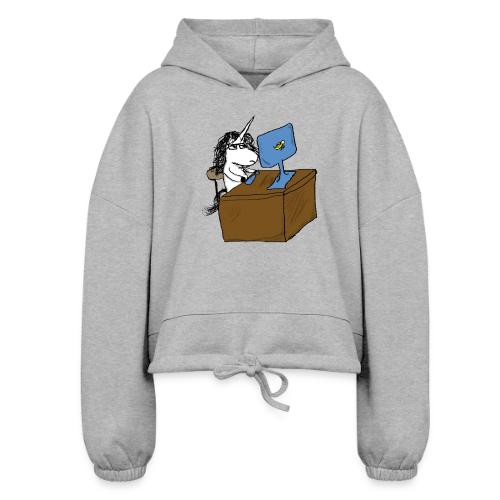 Kaede the Unicorn a the office - Women’s Cropped Hoodie