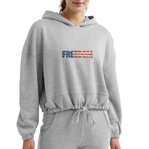 Freedom American Flag Distressed Patriotic Shirt - Women’s Cropped Hoodie