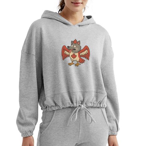Maple-Mad Wolfbird – Quirky Canadian Creature - Women’s Cropped Hoodie