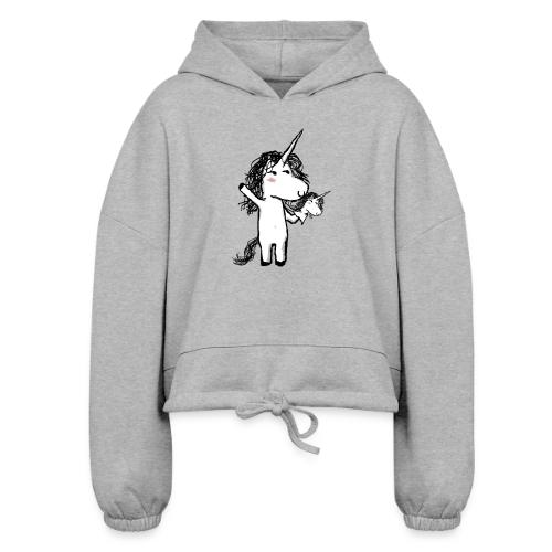 Kaede the Unicorn with his mini friend - Women’s Cropped Hoodie