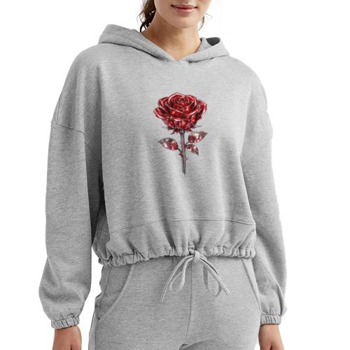 2 Set - Silver and Gold Roses - Women’s Cropped Hoodie