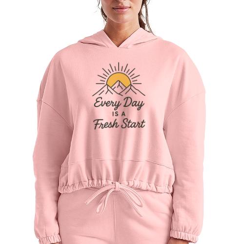 Inspirational Mountain Sunrise Motif - Women’s Cropped Hoodie