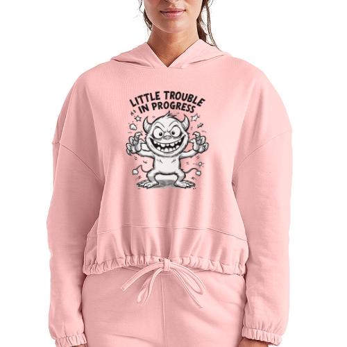 Playful Mischief Demon Illustration - Women’s Cropped Hoodie