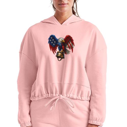 American Flag Bald Eagle - Helmet - Women’s Cropped Hoodie