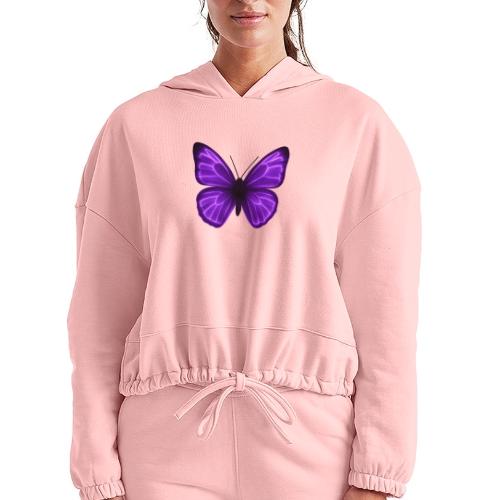 Neon Purple Butterfly - Women’s Cropped Hoodie