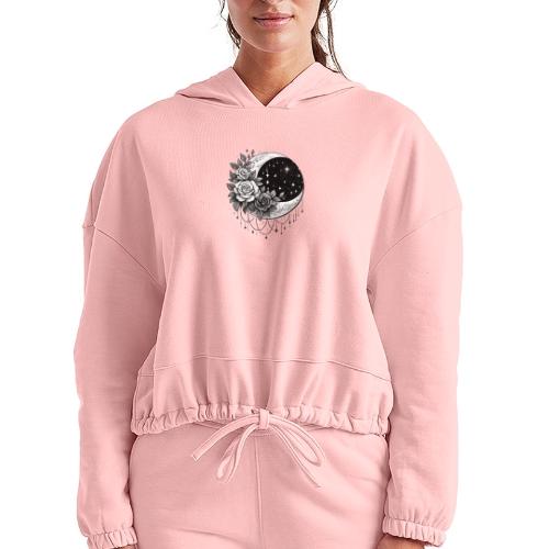Crescent Moon Floral - Women’s Cropped Hoodie