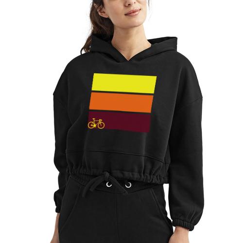 tricolor with bicycle - Women’s Cropped Hoodie