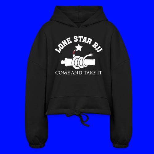 Lone Star BJJ - Come and Take It - White and Red - Women’s Cropped Hoodie