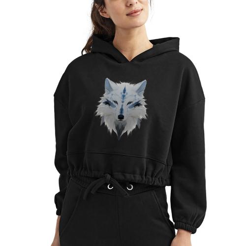 Ivory Grace Wolf - Women’s Cropped Hoodie