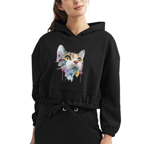 Chromatic Cat Splash - Women’s Cropped Hoodie