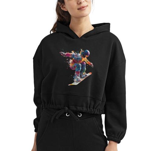 Snowboarding: Frozen Flight - Women’s Cropped Hoodie