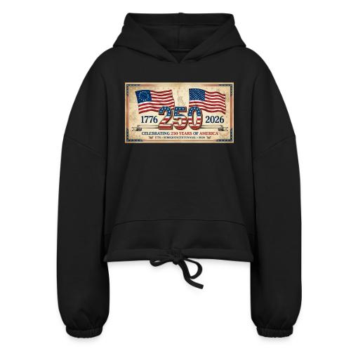 USA 250th Anniversary Flags Emblem - Women’s Cropped Hoodie